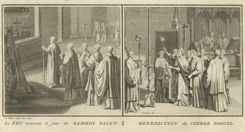 Holy Week and Candlemas Rites, 1734 Engraving of Catholic Liturgical Scenes, close-up 3