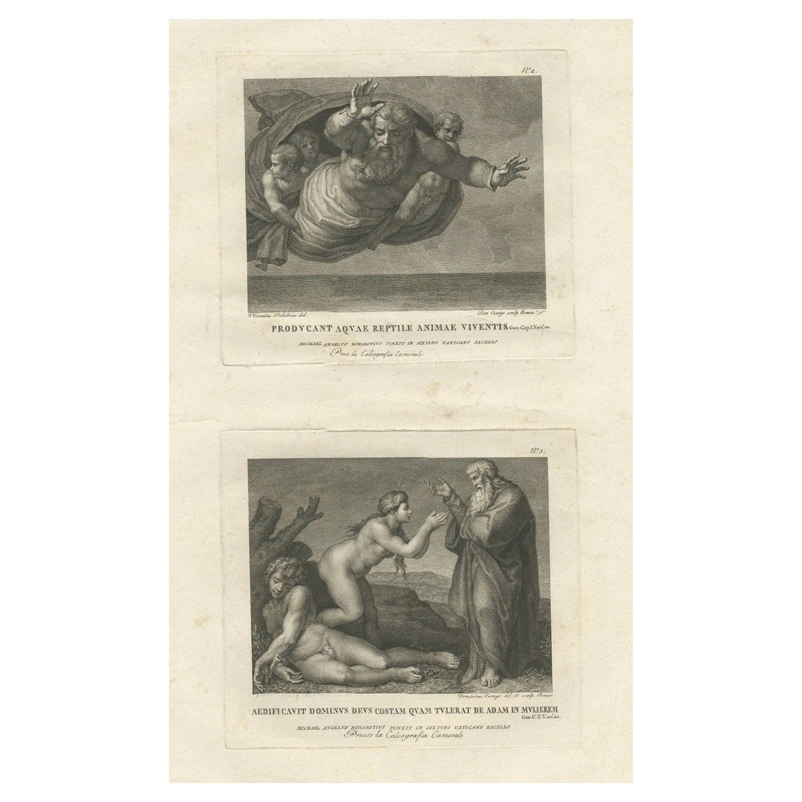 Old Vatican Frescoes; Separation of Land from Sea & The Creation of Eve, ca.1780
