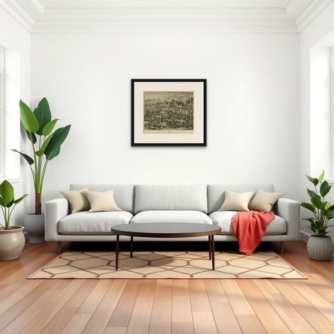 Antique Bible Print Third Plague of Egypt by J. Luyken, 1743, shown framed in a room, true to size