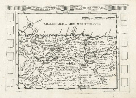Antique Map of the Holy Land Palestine & Jerusalem, Elias Baeck ca. 1700, close-up 1