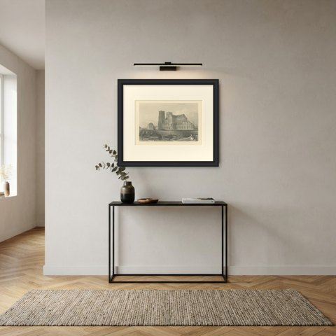 Notre Dame Cathedral, Paris, Antique Steel Engraving after T. Allom, circa 1850, shown framed in a room, true to size