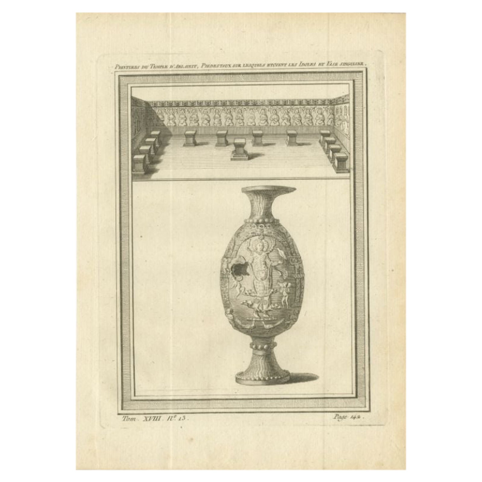 Antique Print of the Temple of Ablaykit, a Buddhist Monastery, Kazakhstan, 1768