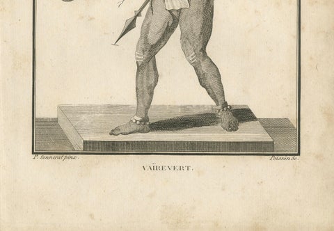 1806 Engraving: Vaivert, Fierce Form of Shiva in Hindu Mythology, close-up 2