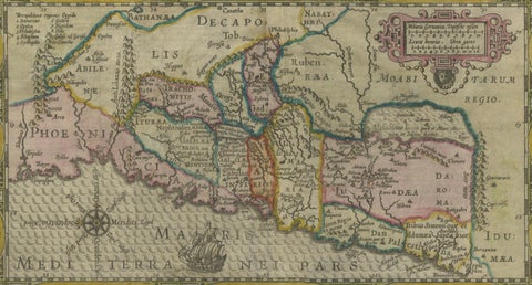 1625 Petrus Plancius / Cloppenburg Map of the Holy Land with Biblical Vignettes, close-up 5
