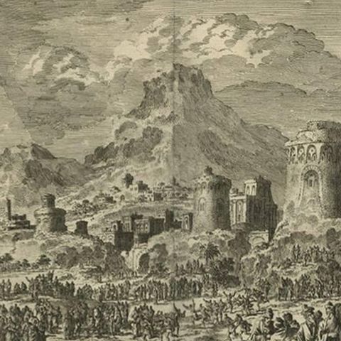 Antique Bible Print the Stoning of Saint Stephen by J. Luyken, 1743, close-up 1