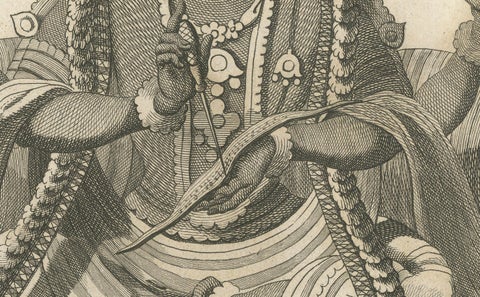 Exquisite 1806 Shiva and Vishnu Harihara Print, Hindu Art Treasure, close-up 2