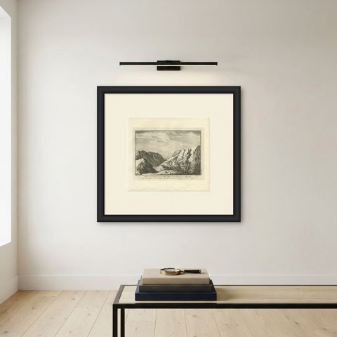 Mount Sinai Monastery from the Second Viewpoint, Antique Print, 1776, shown framed on a wall, true to size