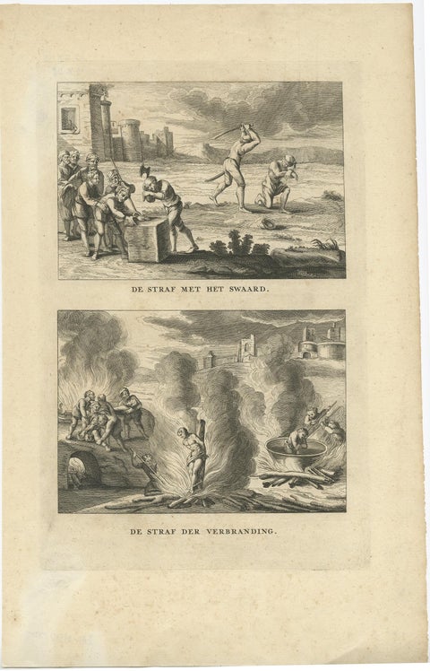 Print of Religious Punishments with the Sword and Fire, Incl Decapitating, 1731, view 2