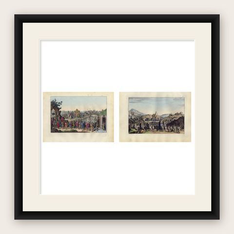 Chinese Ceremonial Processions, Hand-Colored Engravings from Ferrario, 1815, shown framed