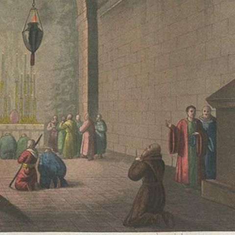 Antique Print of the Interior of the Chapel of Mount Calvary by Ferrario '1831', close-up 1