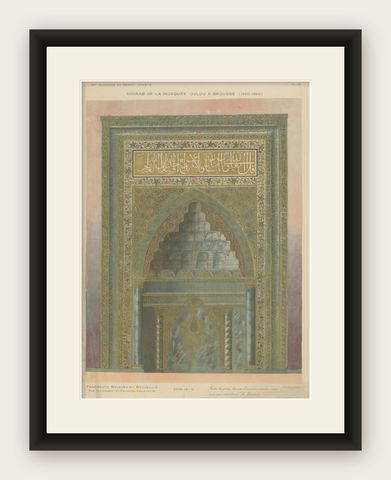 Original Alexandre Raymond Lithograph of the Ulu Mosque Mihrab, Bursa, 1924, shown framed