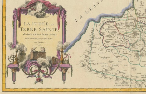 1750 Map of the Holy Land: The Land of Canaan and the Twelve Tribes, close-up 2