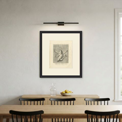 Elephanta Cave Sculpture at Station 9, Antique Niebuhr Print, 1780, shown framed on a wall, true to size