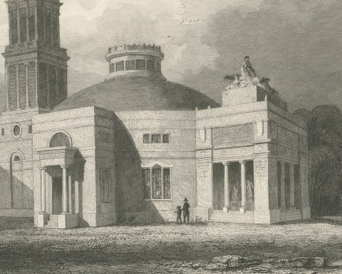 Episcopal Church at Richmond, Virginia, Bacon and Berkeley 1676, circa 1850, close-up 1