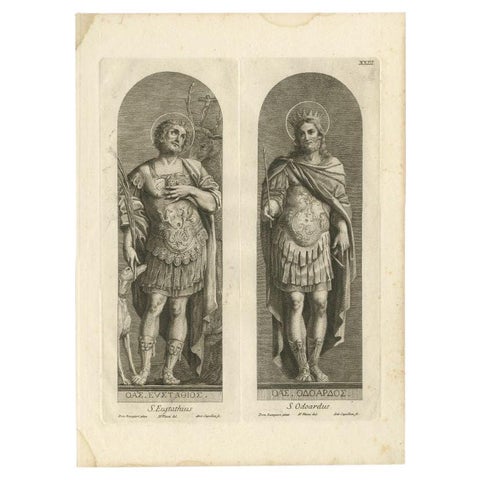 Antique Print of Saint Eustachius and Saint Odoardus, 1762, view 2