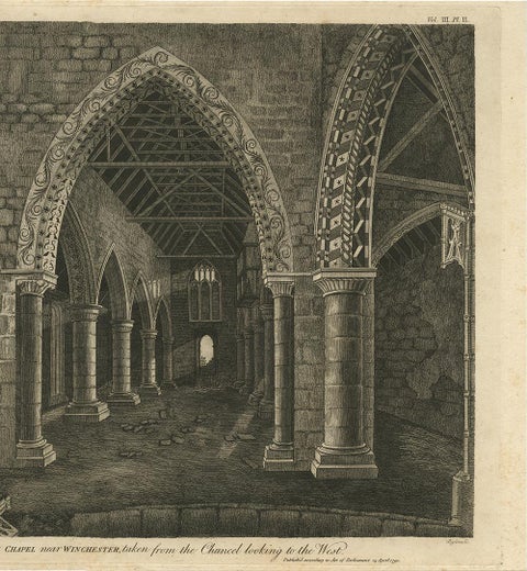 Antique Print with Inside View of Magdalen Chapel, Winchester, Hampshire, 1790, view 4