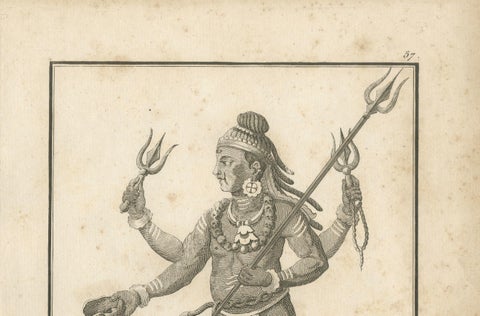 1806 Engraving: Vaivert, Fierce Form of Shiva in Hindu Mythology, close-up 1