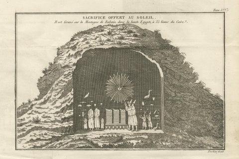 Sacrifice Offered to the Sun, Antique Engraving, Upper Egypt, c.1790, close-up 4