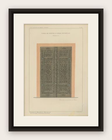 Seljuk Carved Wooden Door from Konya, Islamic Architecture, Raymond 1924, shown framed