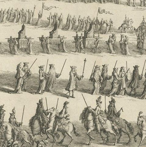 Procession of Horsemen and Cardinals During the Entrance of a New Pope, ca.1700, close-up 3