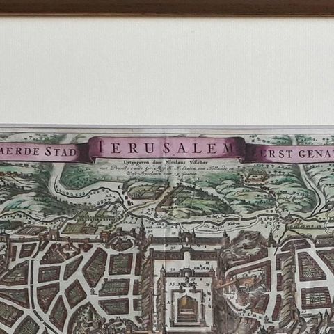 Antique Map of the City of Jerusalem by N. Visscher, 1702, close-up 1
