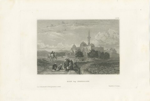 Mount Zion near Jerusalem, Antique View with Domes and Minaret, circa 1850, view 2