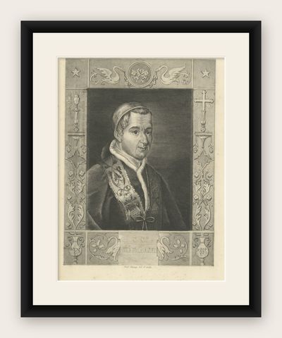Antique Portrait of Pope Gregory XVI, 1845, shown framed