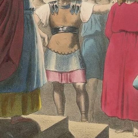 Antique Religious Print 'No. 29' Jesus before Caiaphas, circa 1840, close-up 2