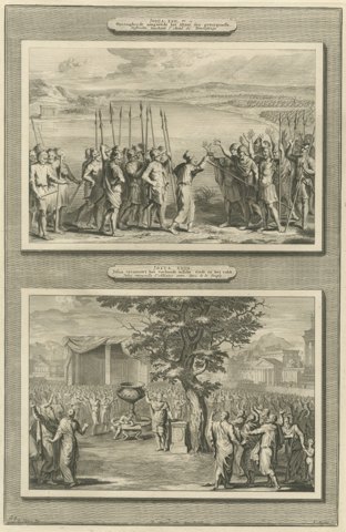 The Altar of Witness and Joshua Renews the Covenant, Mortier Bible circa 1700