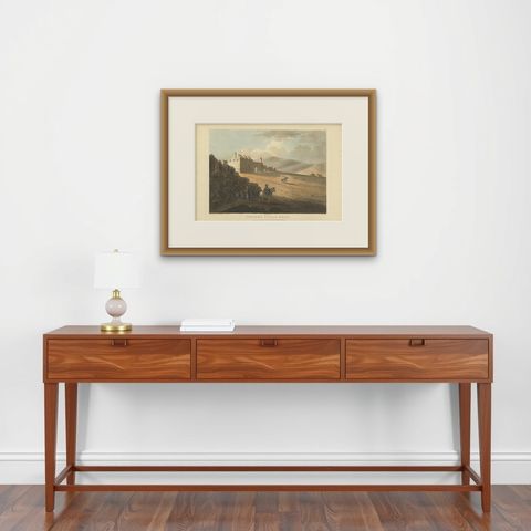 Joseph's Pit and Well, Aquatint of Jubb Yussef in Israel, 1803, shown framed on a wall, true to size