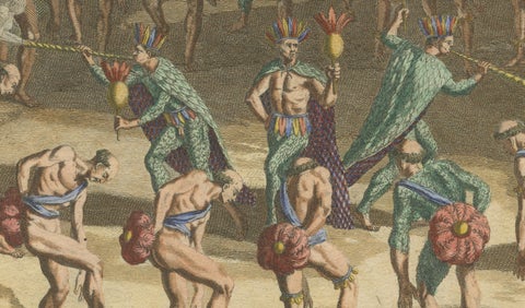 Carib Priests Instilling Courage: A Ritual Dance of the Caribbean, 1722, close-up 2