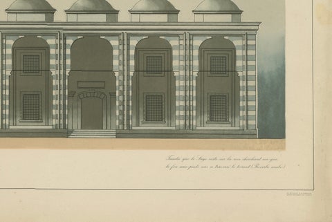 Ottoman Mosque Facade Lithograph, Bursa (Bayezid Yıldırım), 1924, close-up 4
