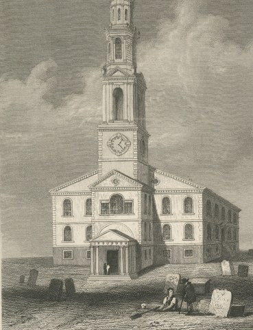 First Baptist and Unitarian Churches, Providence, Roger Williams, circa 1850, close-up 1