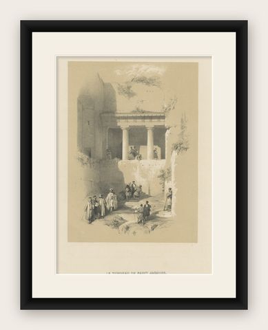 Old Print of Tomb of Jacob, Israel, ca.1845, shown framed