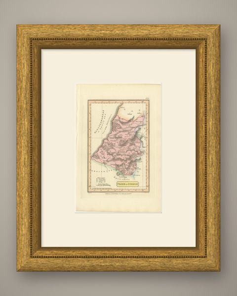 Antique Map of the Tribe of Simeon and the South Country, Wyld, 1823, shown framed