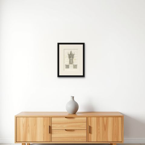 Antique Print of the Clothing of an Old Testament Priest by Ferrario, '1831', shown framed on a wall, true to size