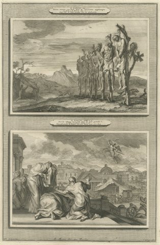 Sons of Saul Hanged and the Plague after David's Census, Mortier, circa 1700