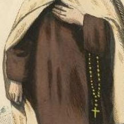 Antique Print of a Carmelite Monk wearing a Mantle, 1845, close-up 1