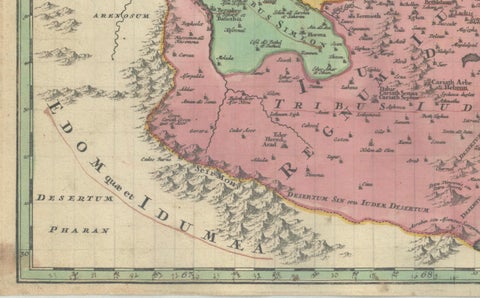 Hand-Colored Map of the Holy Land Divided Among the Twelve Tribes, c.1720, close-up 6