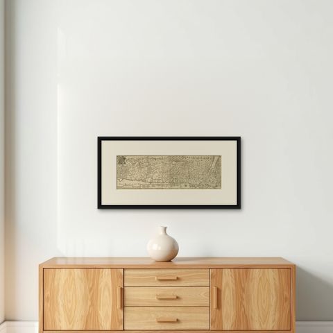 Antique Map of the Holy Land, c.1717, shown framed on a wall, true to size