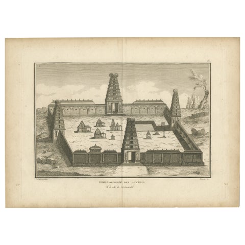 1806 Engraving of Arunachalesvara Temple, Hindu Pagoda on Coromandel Coast