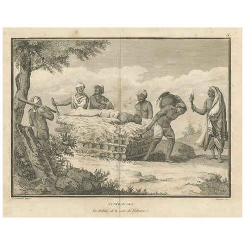Hindu Funeral Ceremony, Vaishnavite Rites, Sonnerat Engraving, Paris 1806