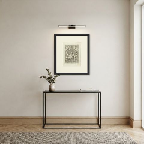Elephanta Cave Sculpture at Station 4, Antique Niebuhr Print, 1780, shown framed in a room, true to size