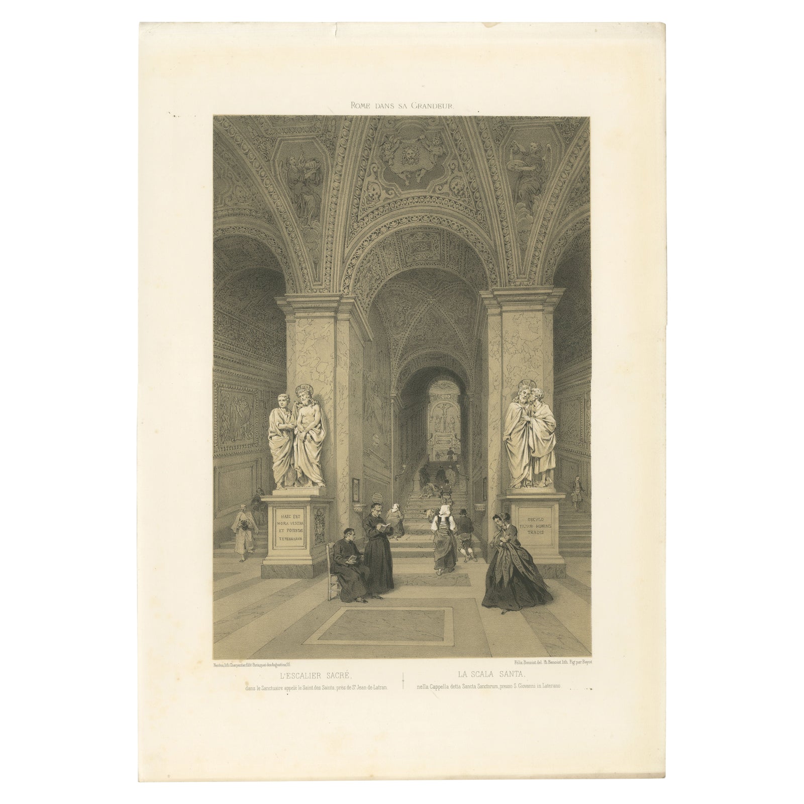 The Holy Staircase (Scala Santa), Rome, Sacred Interior Scene, 1868