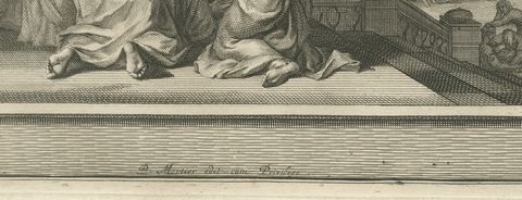 Sons of Saul Hanged and the Plague after David's Census, Mortier, circa 1700, close-up 1