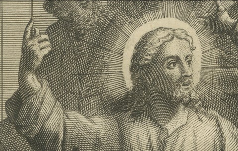 Christ with Mary and Martha Engraving, Luke X Martha Reproved 1735, close-up 6