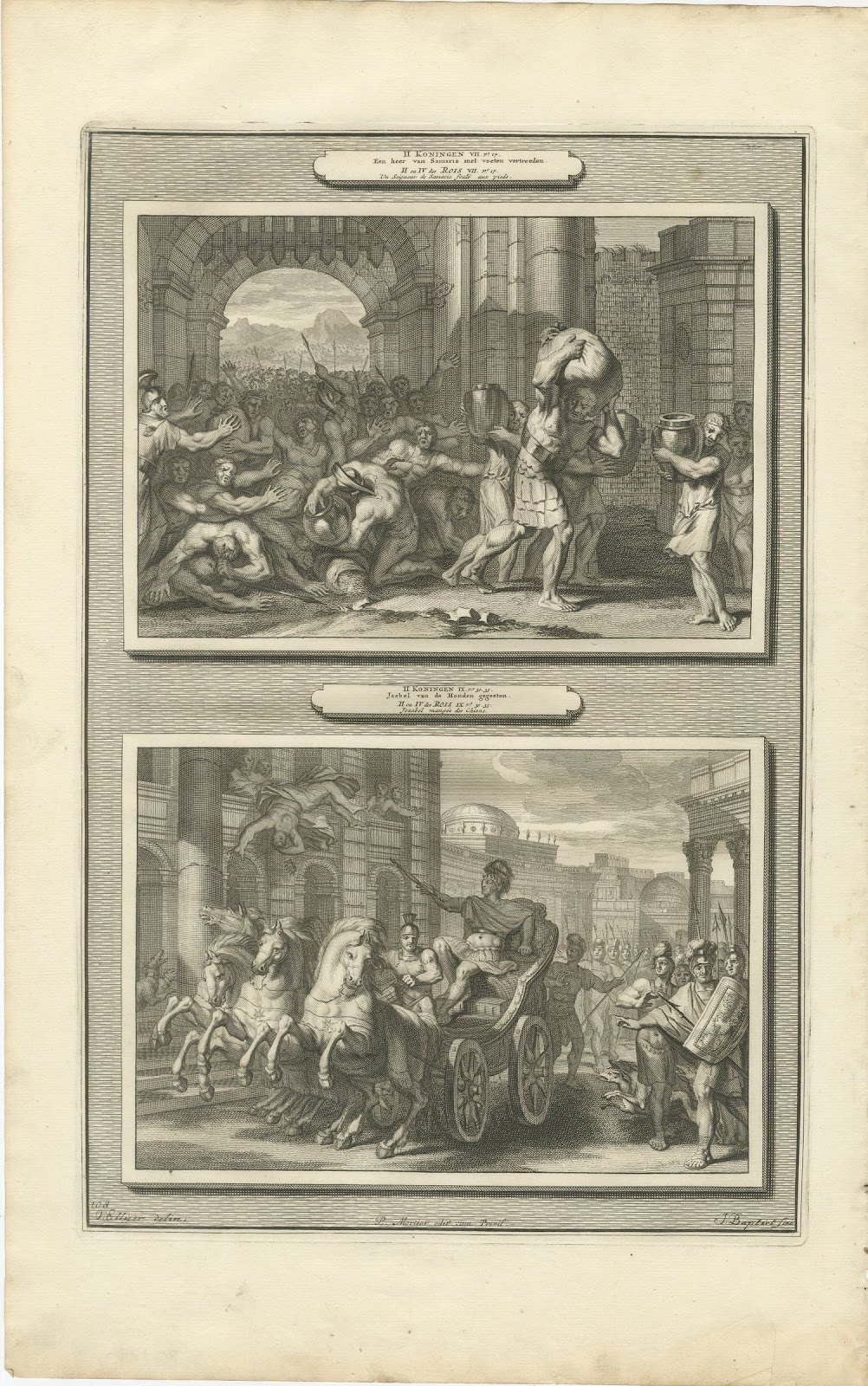 A Lord Trampled at Samaria and the Death of Jezebel, Pieter Mortier, circa 1700