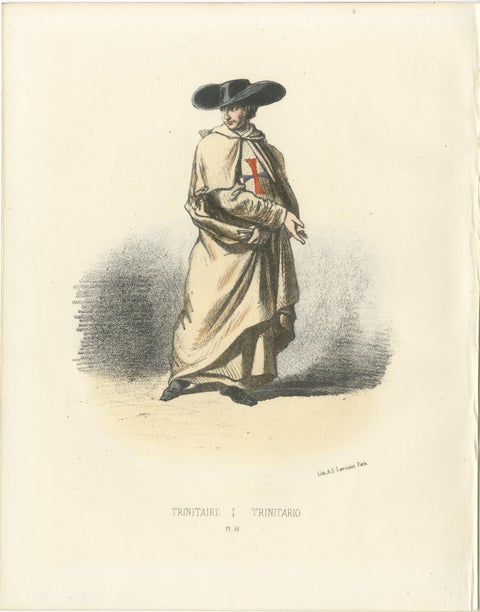 Trinitaire, Litho of a Trinitarian Monk of the Order of the Most Holy Trinity, view 2