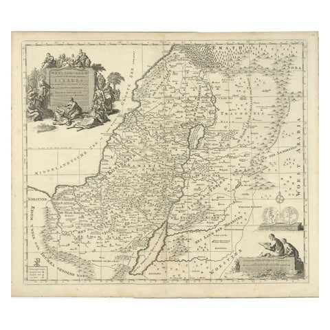 Antique Holy Land Map, Twelve Tribes of Israel, Covens & Mortier, c.1700