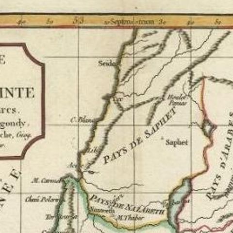 Antique Map of the Holy Land by Delamarche, 1806, close-up 1